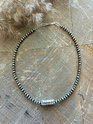 Sterling Silver Barrel Bead Choker