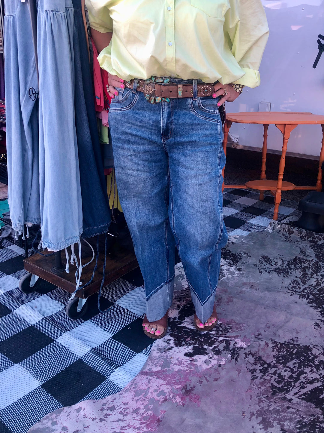 Flying Monkey Wide Leg Cuff Jeans