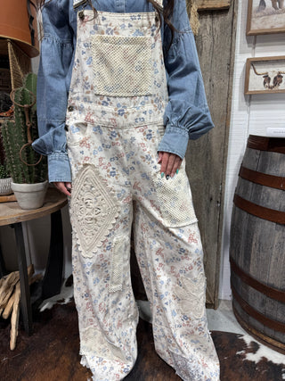Prairie Romance Floral Patchwork Overalls