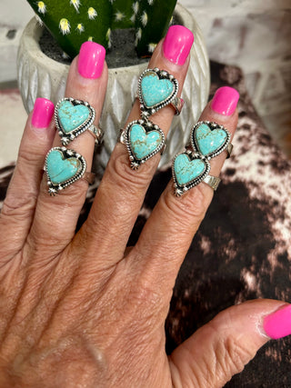 Mine # 8 Turquoise & Sterling Silver Sweetheart Ring-Adjustable