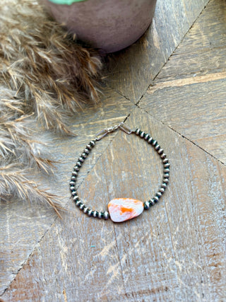 Orange Spiny & Sterling Clasp Bracelet
