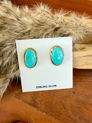 Donovan Nez Kingman Turquoise Sterling Silver Stud Earrings