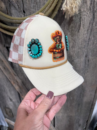 Rodeo Clown Turquoise Western Trucker Hat