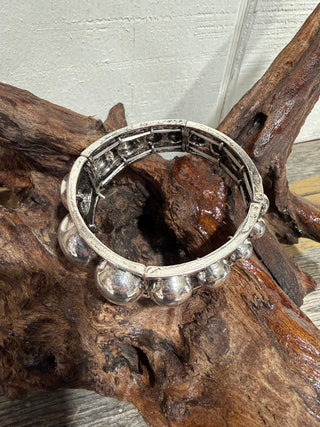Silver Big Bubble Stretch Bracelet | Western Navajo-Inspired Statement Cuff