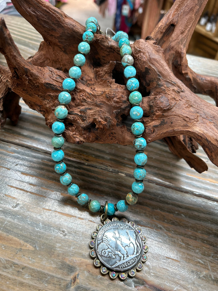 The Geronimo Buffalo Coin Turquoise Necklace