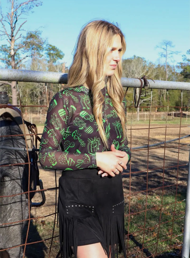 Can’t Touch This Cactus Mesh Top
