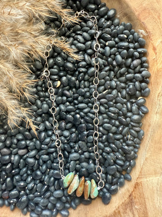 18” Chunky Turquoise Stone Necklace – Western Boho Silver Chain Jewelry