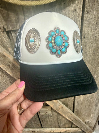 Turquoise Concho Western Trucker Hat- Only One!