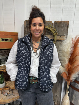 Black Cattle Brand Puffer Vest