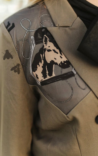 2 Fly Stirrup Trouble Western Blazer | Horse Print Statement Jacket