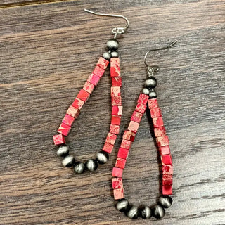 Handmade Spiny Inspired Bead, Gemstone Earrings