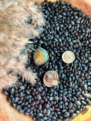 Large Round Tibetan Turquoise Ring (Adjustable)