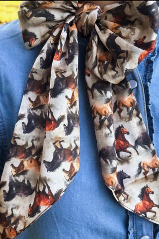 Dusty Trails Latigo Twilly Scarf | Running Horse Western Wild Rag