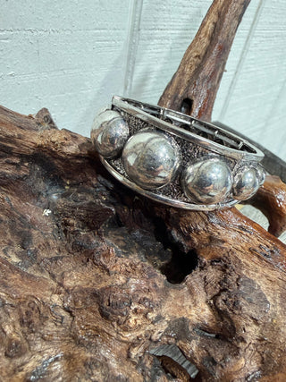 Silver Big Bubble Stretch Bracelet | Western Navajo-Inspired Statement Cuff