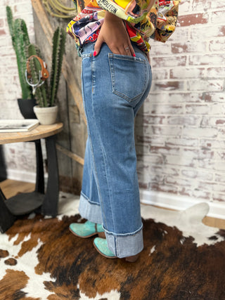 Flying Monkey Wide Leg Cuff Jeans