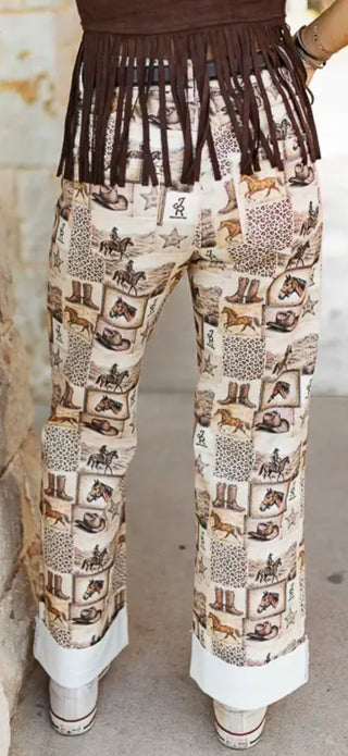 A Western Story Print Mid-Rise Cuffed Jeans