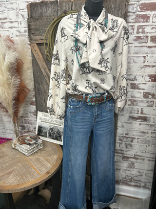 All The Wild Horses Tie Top Blouse