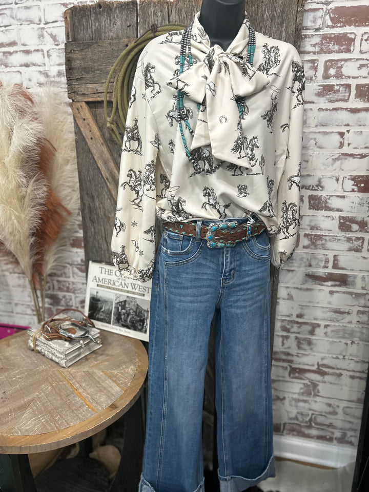 All The Wild Horses Tie Top Blouse