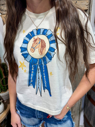 Blue Ribbon Horse Graphic Cropped Tee | Western Graphic Top