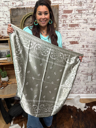 Classic Sage Green Paisley Wild Rag – Western Bandana Scarf