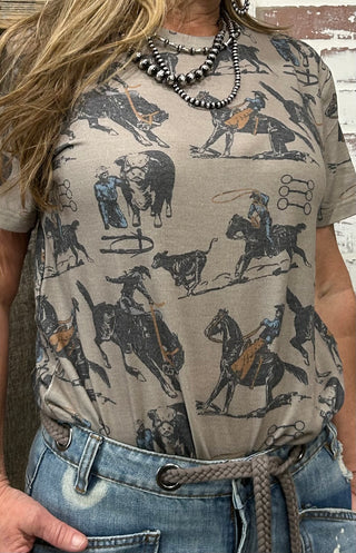 Muted Western Print State Fair Top