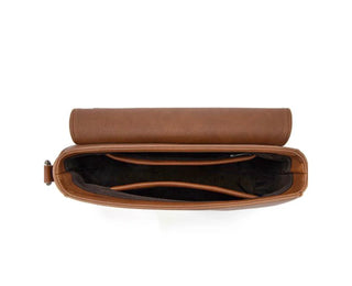 Inside of Trinity Ranch Hair-On Hide Crossbody Bag with Fleur-de-Lis Detail – Brown