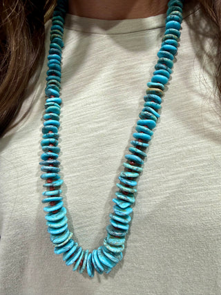 28” Turquoise Howlite Disc Necklace | Western Layering Necklace for Cowgirls