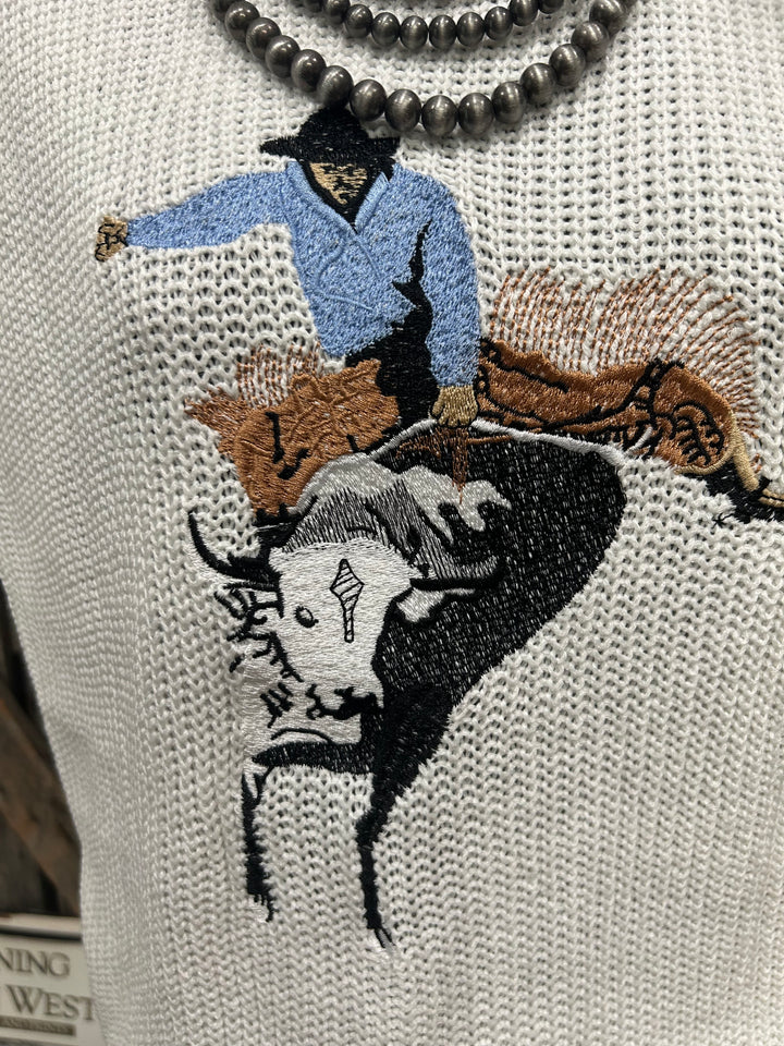 Let’s Go To The Buck Out Sweater Vest-White