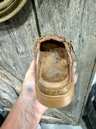 Cali Cognac Very G Midnight Tooled Western Clogs