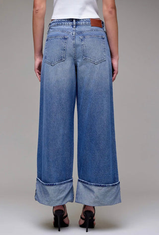 Hidden Brand High Rise Wide Leg Cuff Jeans