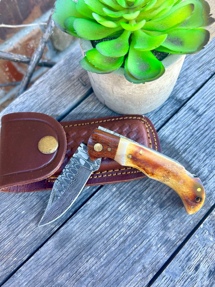Damascus Steel Pocket Knife Limited Run