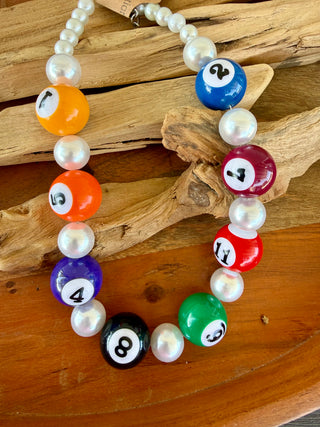 Rack ’Em Up Pool Ball Pearl Necklace