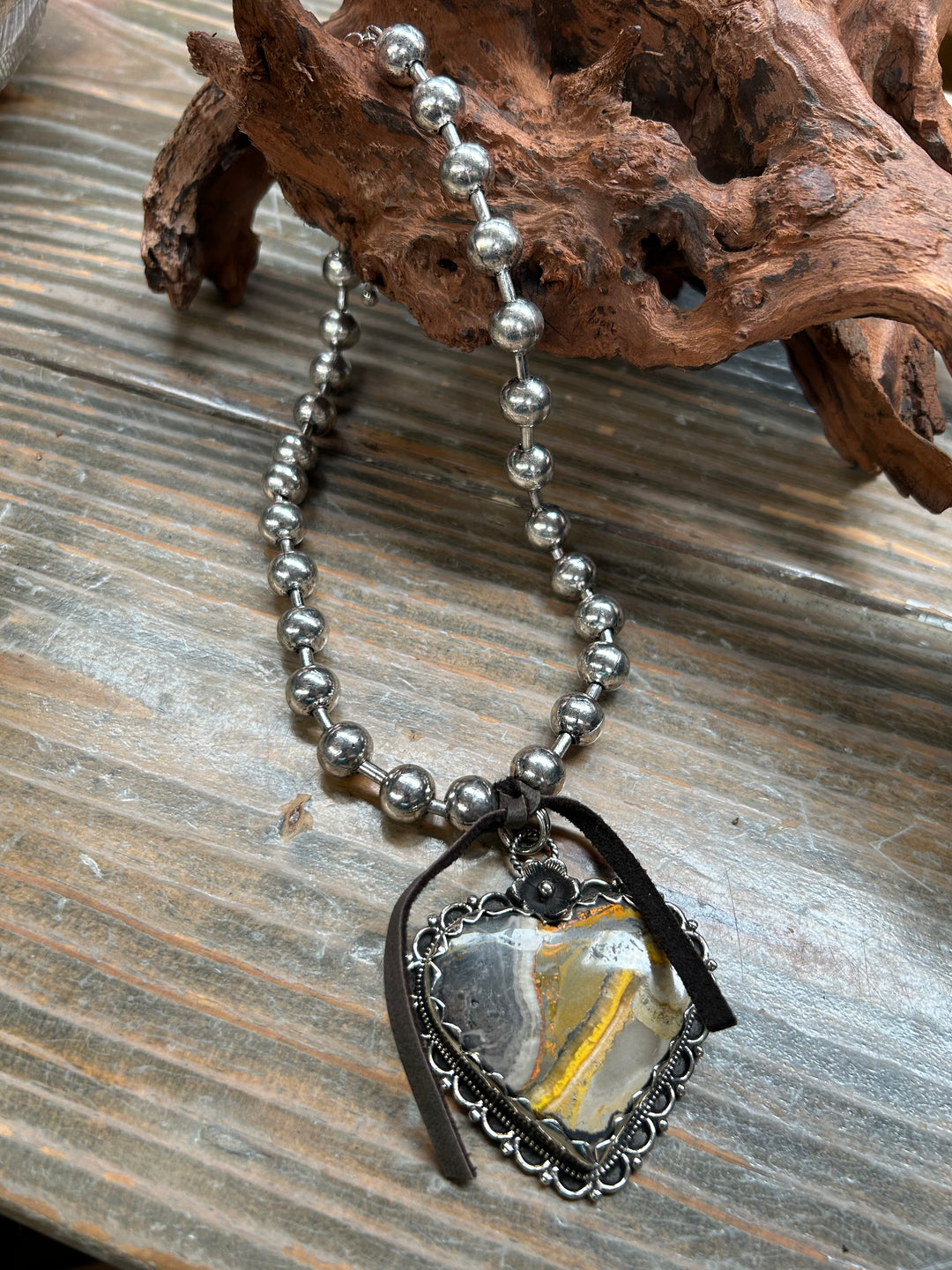 Bumblebee Jasper Heart Necklace
