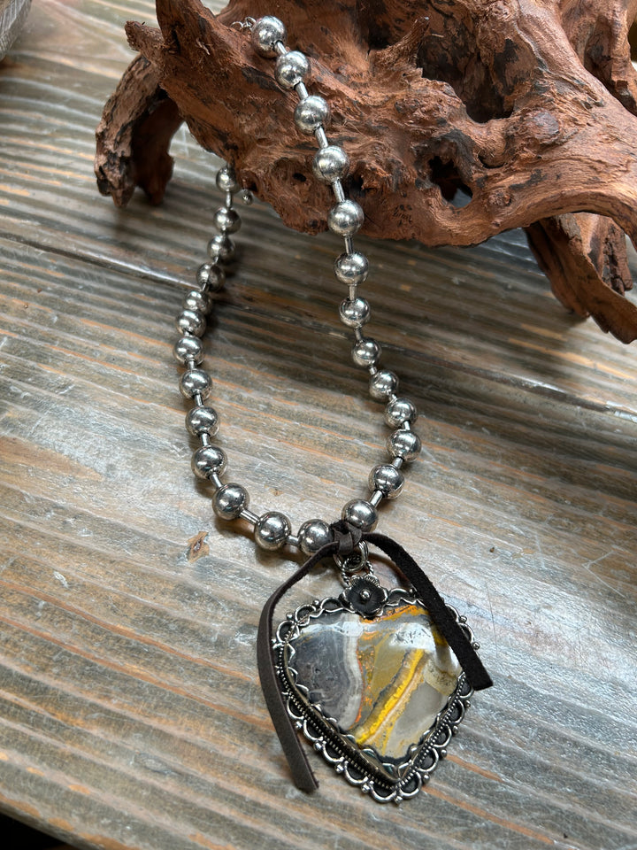 Bumblebee Jasper Heart Necklace