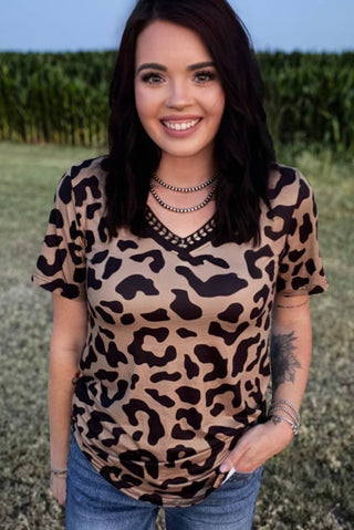 Buck Stitch Leopard Top- Sterling Kreek