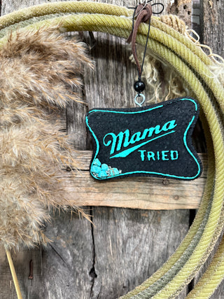 Mama Tried Car Freshie – Western Black & Turquoise Freshener with Floral Accent