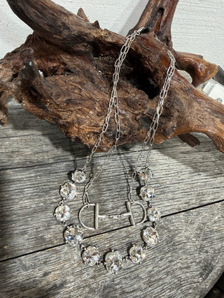 Silver Snaffle Bit Dainty Rhinestone Necklace | Western Glam Horse Bit Statement | Cowgirl Layering Chain-18”