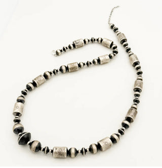 Regina Yazzie Sterling Barrel Bead Necklace