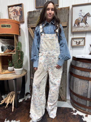 Prairie Romance Floral Patchwork Overalls