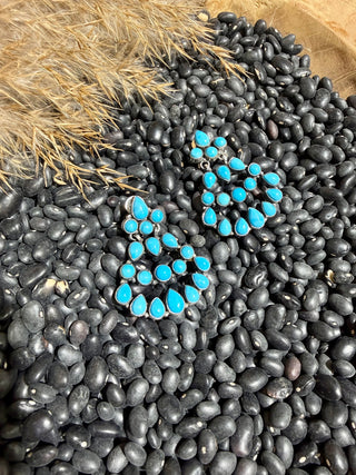 
Sleeping Beauty Turquoise Chandelier Earrings – Sterling Silver Western Statement Jewelry