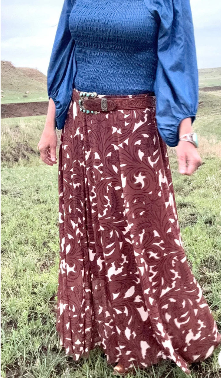 Tooled In Paradise Western Prairie Skirt