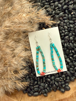 Sterling Silver Turquoise & Spiny Heshi Dangle Earrings – Southwestern Cowgirl Jewelry
