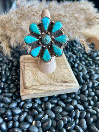 Large Tibetan Turquoise Flower Ring