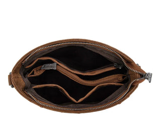 Western Cowhide Tooled Crossbody Bag-TR198G-9360BR