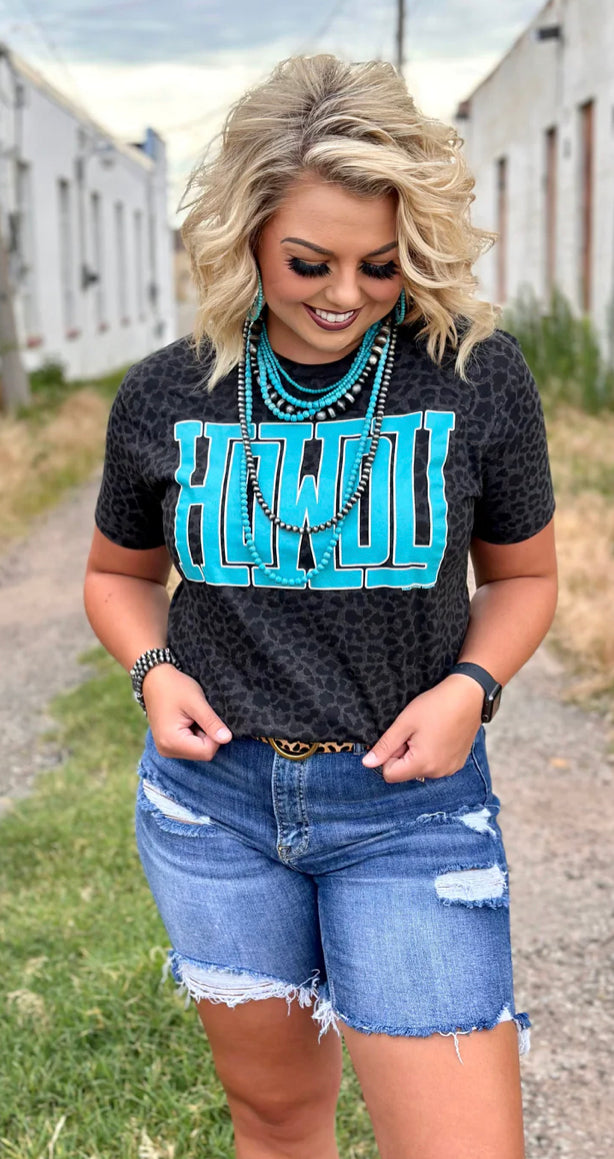 Black Leopard Howdy Tee