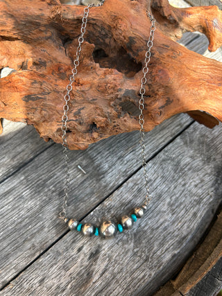 Sterling Silver Pearls Bar Necklace