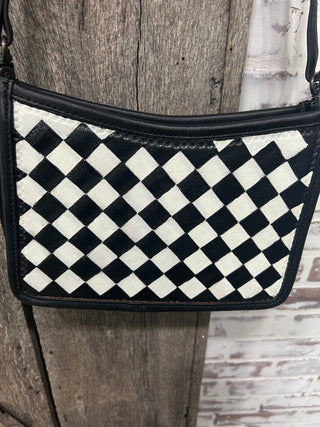 Black & White Checkered Crossbody Bag