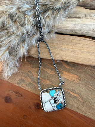 Augustine Largo Buffalo Turquoise & Copper Sterling Silver Necklace