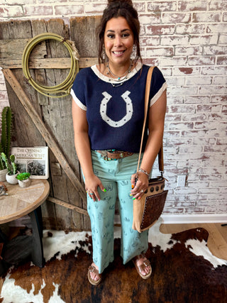 Navy Horseshoe Sweater Vest