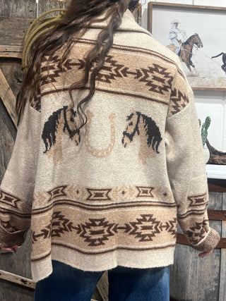 Wild Horses Southwestern Horse Cardigan
